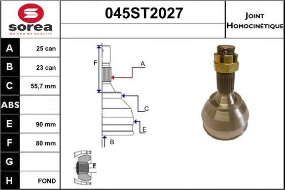 STARTCAR 045ST2027 - Шарнирный комплект, ШРУС, приводной вал autospares.lv