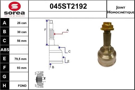 STARTCAR 045ST2192 - Шарнирный комплект, ШРУС, приводной вал autospares.lv