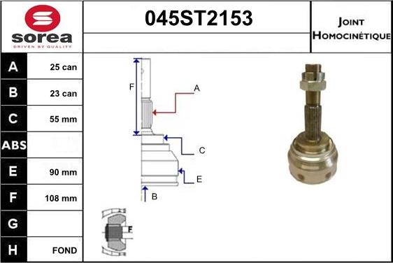 STARTCAR 045ST2153 - Шарнирный комплект, ШРУС, приводной вал autospares.lv