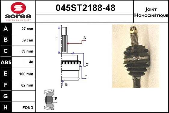 STARTCAR 045ST2188-48 - Шарнирный комплект, ШРУС, приводной вал autospares.lv