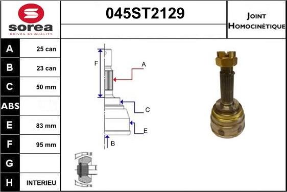 STARTCAR 045ST2129 - Шарнирный комплект, ШРУС, приводной вал autospares.lv