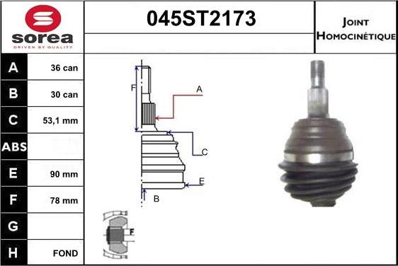 STARTCAR 045ST2173 - Шарнирный комплект, ШРУС, приводной вал autospares.lv