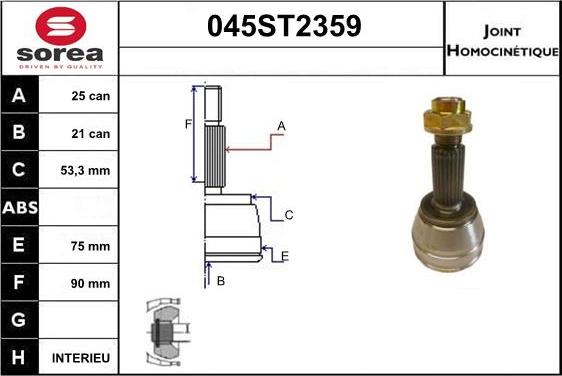 STARTCAR 045ST2359 - Шарнирный комплект, ШРУС, приводной вал autospares.lv