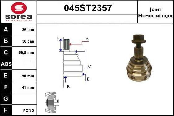 STARTCAR 045ST2357 - Шарнирный комплект, ШРУС, приводной вал autospares.lv