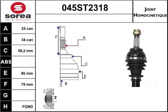 STARTCAR 045ST2318 - Шарнирный комплект, ШРУС, приводной вал autospares.lv