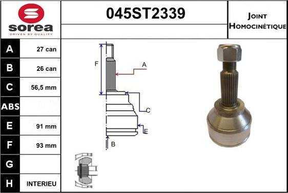 STARTCAR 045ST2339 - Шарнирный комплект, ШРУС, приводной вал autospares.lv