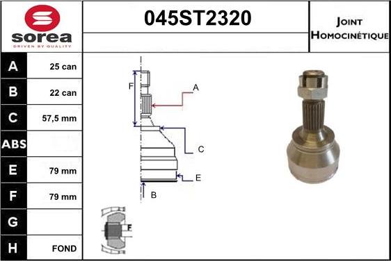 STARTCAR 045ST2320 - Шарнирный комплект, ШРУС, приводной вал autospares.lv