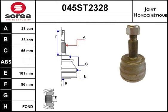 STARTCAR 045ST2328 - Шарнирный комплект, ШРУС, приводной вал autospares.lv