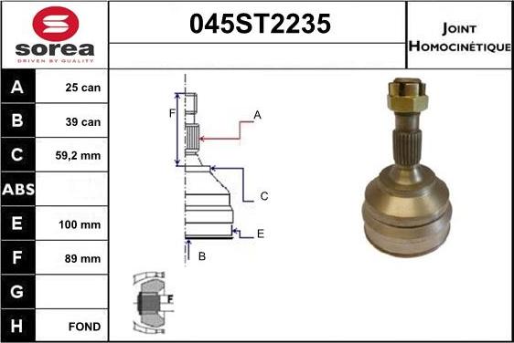 STARTCAR 045ST2235 - Шарнирный комплект, ШРУС, приводной вал autospares.lv