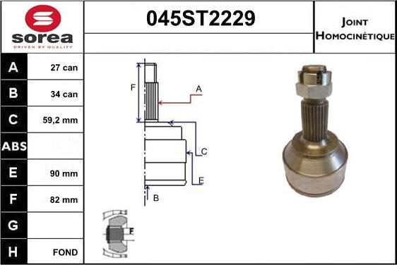 STARTCAR 045ST2229 - Шарнирный комплект, ШРУС, приводной вал autospares.lv