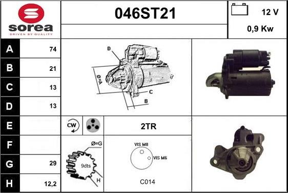 STARTCAR 046ST21 - Стартер autospares.lv