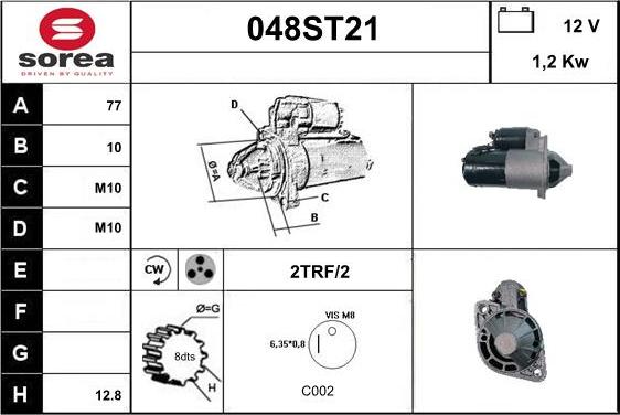 STARTCAR 048ST21 - Стартер autospares.lv