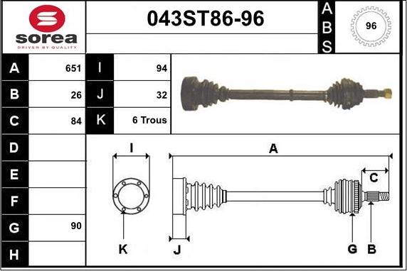 STARTCAR 043ST86-96 - Приводной вал autospares.lv