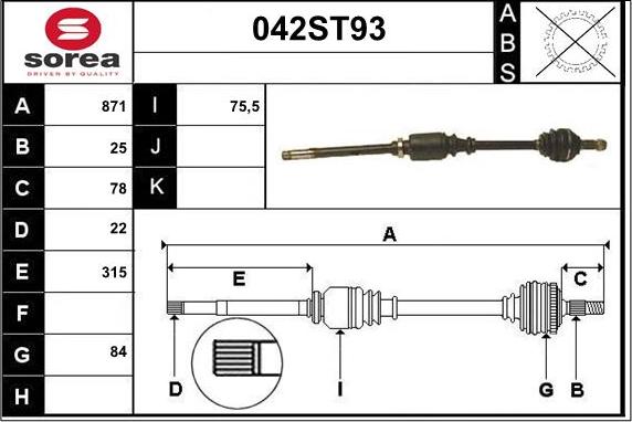 STARTCAR 042ST93 - Приводной вал autospares.lv