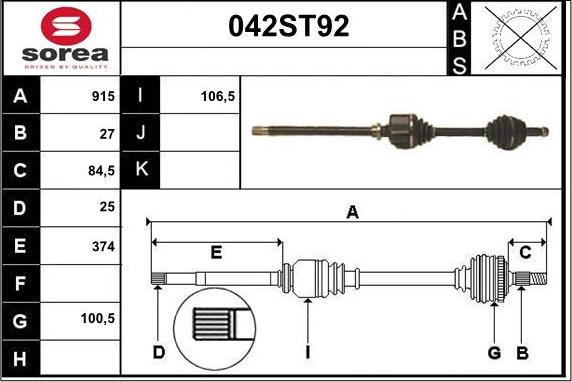 STARTCAR 042ST92 - Приводной вал autospares.lv