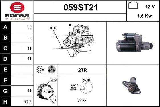 STARTCAR 059ST21 - Стартер autospares.lv