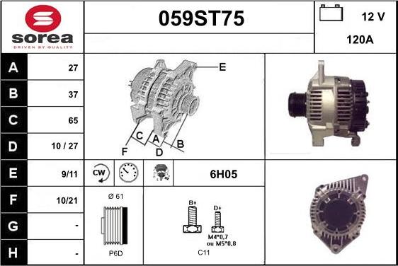 STARTCAR 059ST75 - Генератор autospares.lv