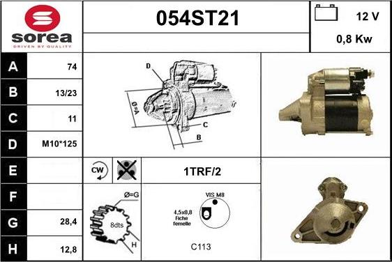 STARTCAR 054ST21 - Стартер autospares.lv