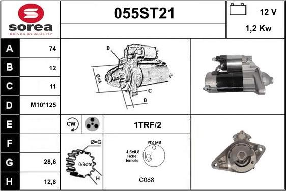 STARTCAR 055ST21 - Стартер autospares.lv