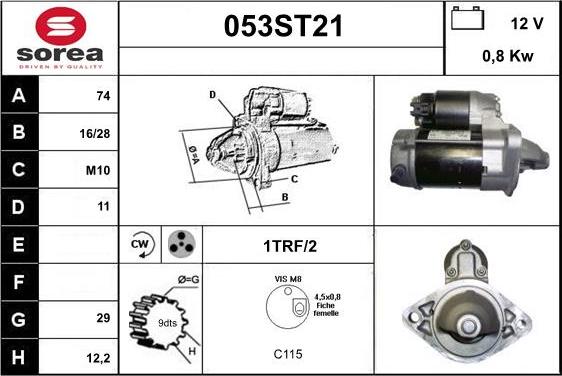 STARTCAR 053ST21 - Стартер autospares.lv