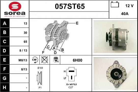 STARTCAR 057ST65 - Генератор autospares.lv