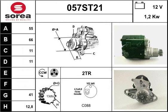 STARTCAR 057ST21 - Стартер autospares.lv