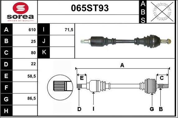 STARTCAR 065ST93 - Приводной вал autospares.lv