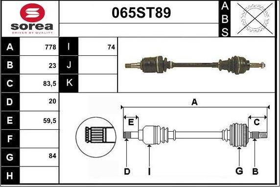 STARTCAR 065ST89 - Приводной вал autospares.lv