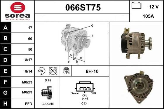 STARTCAR 066ST75 - Генератор autospares.lv