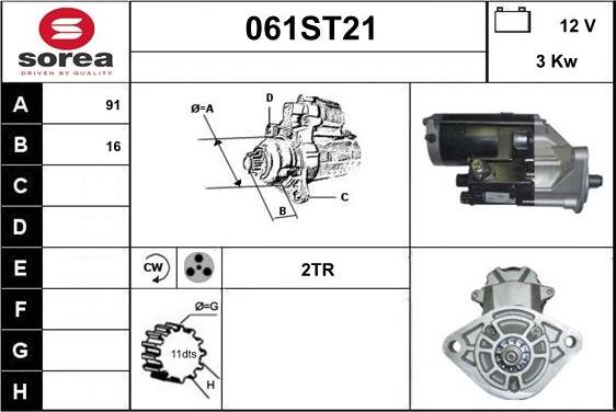 STARTCAR 061ST21 - Стартер autospares.lv