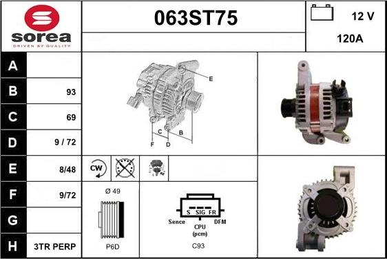 STARTCAR 063ST75 - Генератор autospares.lv