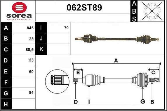 STARTCAR 062ST89 - Приводной вал autospares.lv