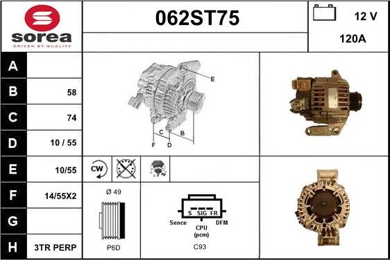 STARTCAR 062ST75 - Генератор autospares.lv