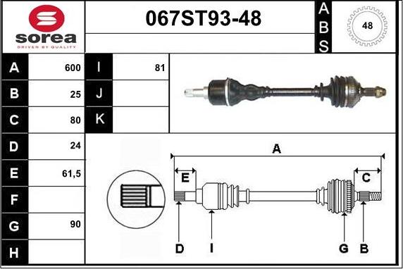 STARTCAR 067ST93-48 - Приводной вал autospares.lv