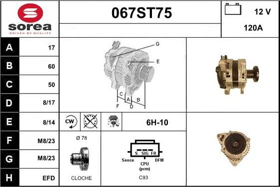 STARTCAR 067ST75 - Генератор autospares.lv