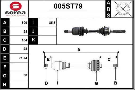 STARTCAR 005ST79 - Приводной вал autospares.lv