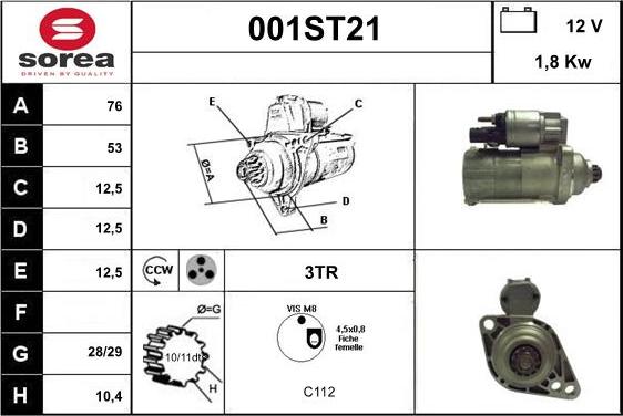 STARTCAR 001ST21 - Стартер autospares.lv