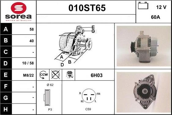 STARTCAR 010ST65 - Генератор autospares.lv