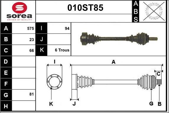 STARTCAR 010ST85 - Приводной вал autospares.lv