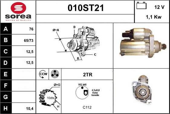 STARTCAR 010ST21 - Стартер autospares.lv