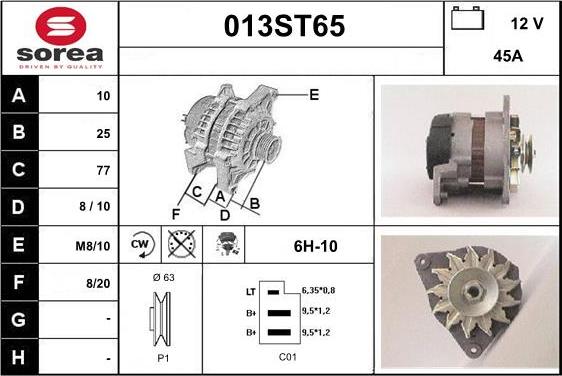 STARTCAR 013ST65 - Генератор autospares.lv