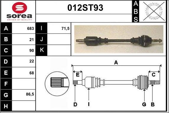 STARTCAR 012ST93 - Приводной вал autospares.lv