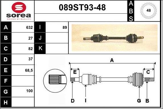 STARTCAR 089ST93-48 - Приводной вал autospares.lv