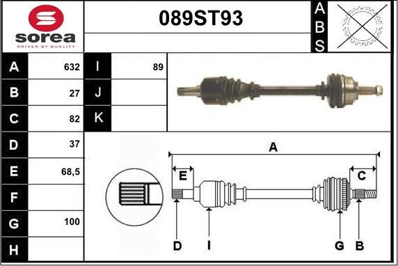 STARTCAR 089ST93 - Приводной вал autospares.lv