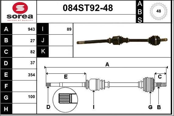 STARTCAR 084ST92-48 - Приводной вал autospares.lv