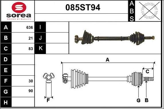 STARTCAR 085ST94 - Приводной вал autospares.lv