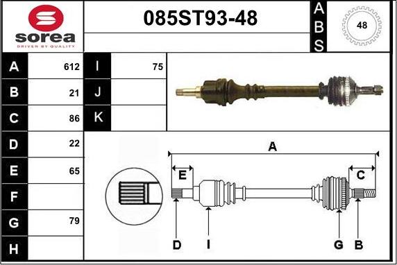 STARTCAR 085ST93-48 - Приводной вал autospares.lv