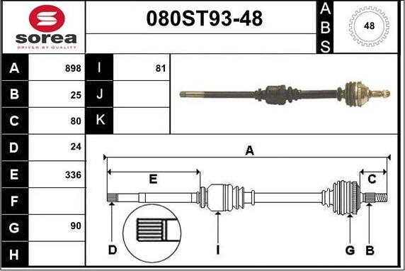 STARTCAR 080ST93-48 - Приводной вал autospares.lv