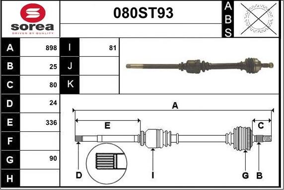 STARTCAR 080ST93 - Приводной вал autospares.lv