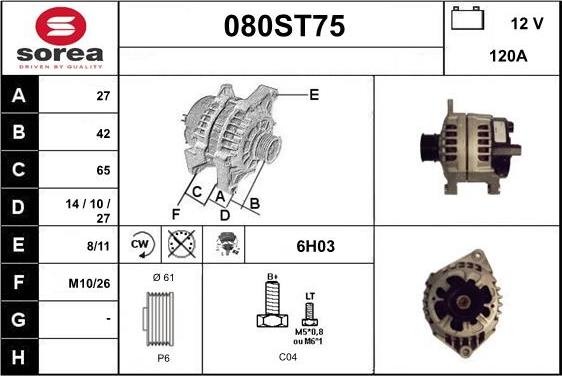 STARTCAR 080ST75 - Генератор autospares.lv